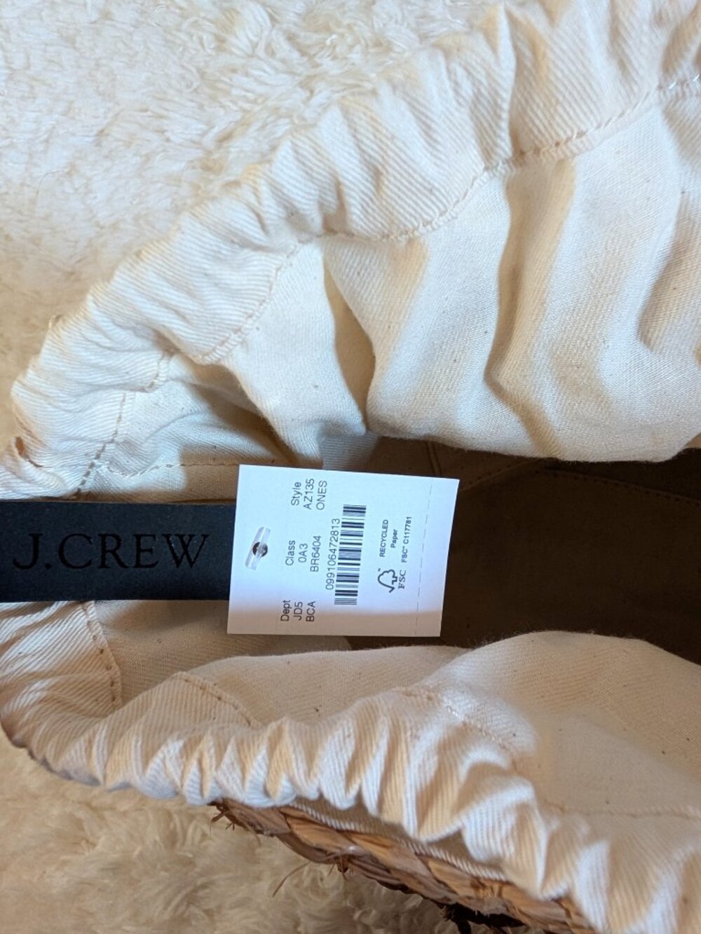 NWT J. Crew Sedona Basket Bag in Straw with Mesh (color: burnt caramel) - Picture 8 of 9